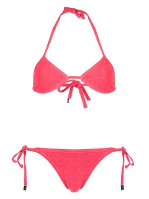 The Attico terry-cloth triangle bikini set - Red