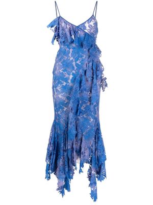 The Attico Thelma lace draped dress - Blue