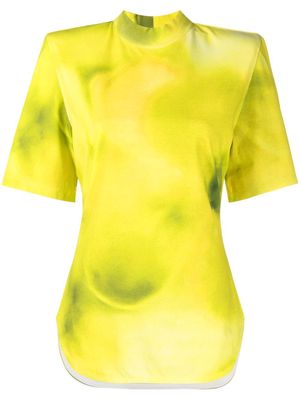 The Attico tie-dye print high-neck T-shirt - Yellow