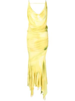 The Attico tie-dye ruched dress - Yellow