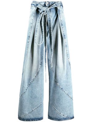 The Attico tie-fastening wide-leg jeans - Blue
