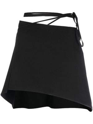 The Attico tied-waist asymmetric mini skirt - Black
