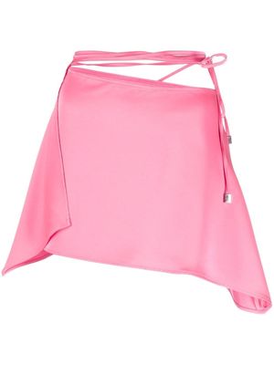 The Attico tied-waist asymmetric mini skirt - Pink