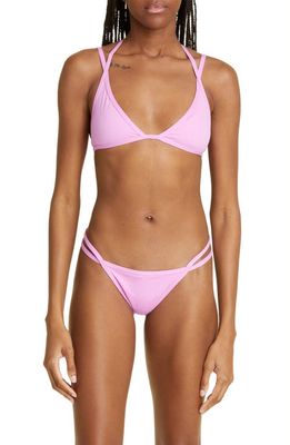 The Attico Two-Piece Swimsuit in Hot Pink