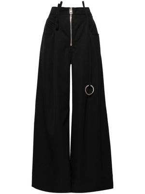 The Attico wide-leg wool trousers - Black
