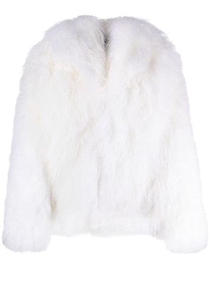 The Attico wide-sleeve shearling jacket - White
