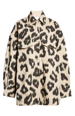 The Attico Women's Leopard Print Oversize Denim Jacket in Black/Brown