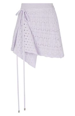 The Attico Yasmin Pointelle Faux Wrap Miniskirt in Lilac