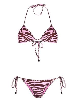 The Attico zebra-print bikini - Brown