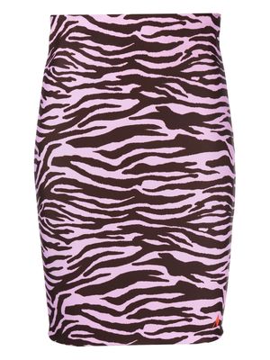 The Attico zebra-print pencil midi skirt - Pink