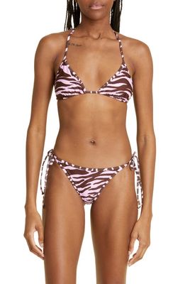 The Attico Zebra Print Two-Piece Swimsuit in Coffee Pink
