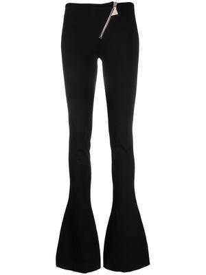 The Attico zip-embellished flared trousers - Black