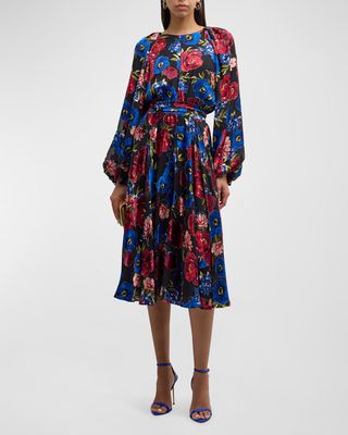 The Audrey Floral-Print A-Line Midi Dress