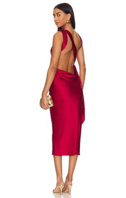 The Bar Silk Max Dress in Red