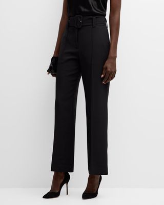 The Baylor Belted High-Rise Straight-Leg Pants