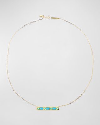 The Best Friend 18K Emerald & Turquoise Inlay Bar Necklace