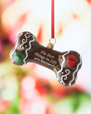 The Best Things in Life are Rescued Dog Bone Christmas Ornament
