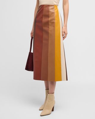 The Bits and Pieces Faux-Leather Midi Skirt