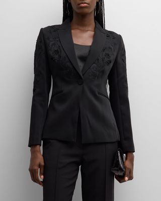 The Blair Floral-Embroidered Eyelet Blazer