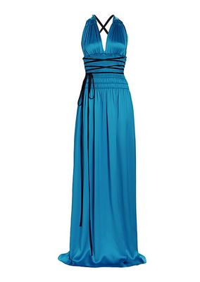 The Blue's Silk V-Neck Gown