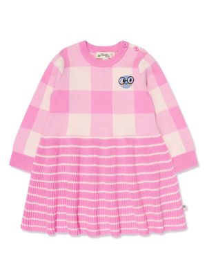 the bonnie mob checked intarsia-knit dress - Pink