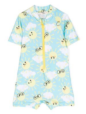 the bonnie mob graphic-print short-sleeve rompers - Blue