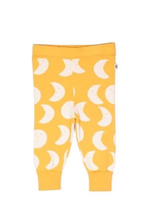 the bonnie mob Travis moon-print knitted trousers - Yellow