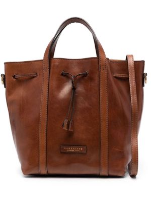 The Bridge logo-patch leather tote bag - Brown