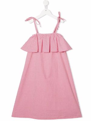 The campamento checked ruffle-trimmed dress - Red