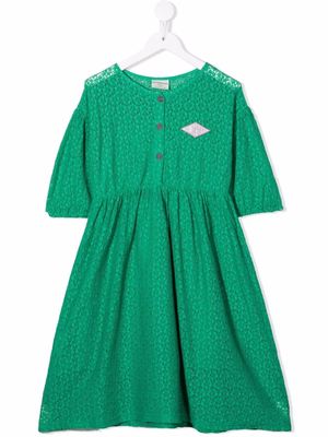 The campamento floral-lace logo-patch dress - Green