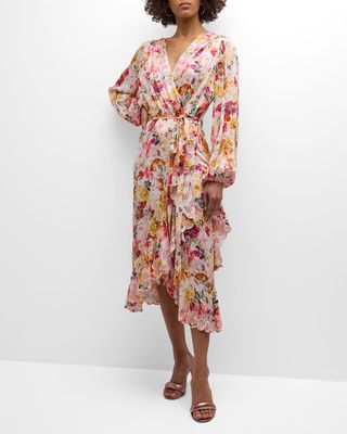 The Charlotte Floral-Print Faux-Wrap Midi Dress