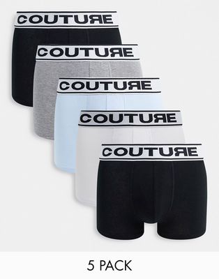 The Couture Club 5 pack boxers in blue black gray white
