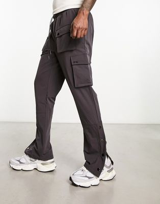 The Couture Club cargo pants in charcoal with snap hem-Gray