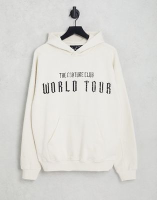 The Couture Club hoodie in white world tour heart backprint