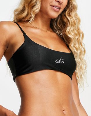 The Couture Club logo bikini top in black