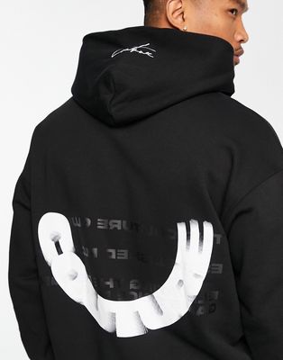 The Couture Club oversized hoodie in black with logo print - part of a set