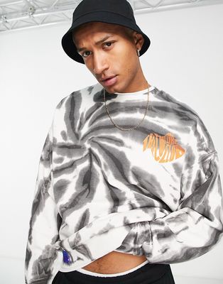 The Couture Club oversized sweatshirt in cream and black tie dye with logo print-Neutral