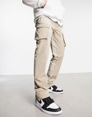 The Couture Club paneled cargo pants in beige-Neutral