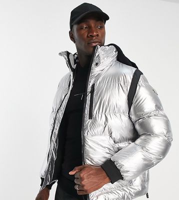 The Couture Club puffer jacket in textured metallic gray