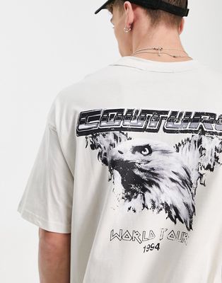 The Couture Club relaxed fit T-shirt in off-white with eagle back print
