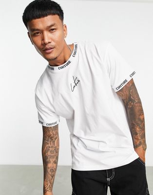 The Couture Club slim fit t-shirt in white with jacquard logo ribs