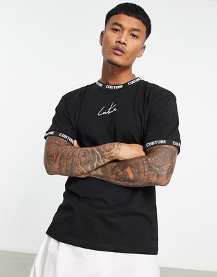 The Couture Club T-shirt in black with jacquard logo ribs