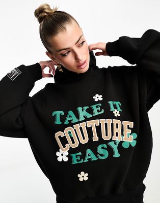 The Couture Club take it easy oversized hoodie in black