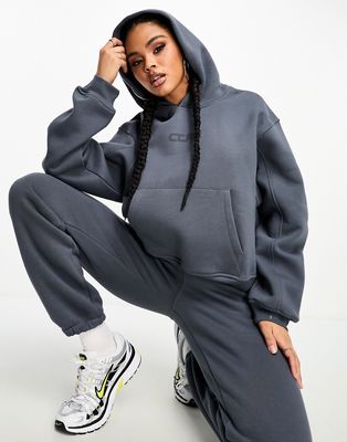 The Couture Club tonal logo oversized hoodie in gray