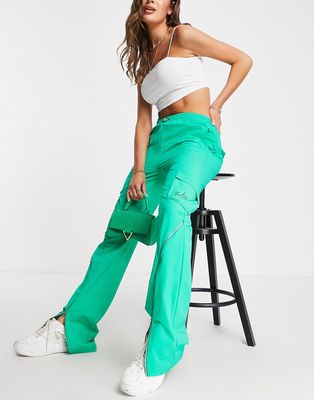 The Couture Club zip detail cargo pants in green - part of a set