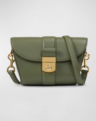 The Crest Small Lock Leather Crossbody Bag