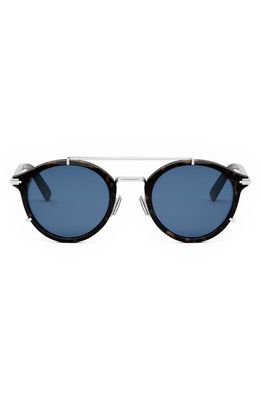 The Diorblacksuit 50mm Small Round Sunglasses in Dark Havana /Blue