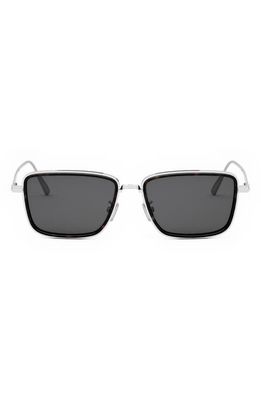 The DiorBlackSuit S9U 53mm Rectangular Sunglasses in Shiny Palladium /Smoke