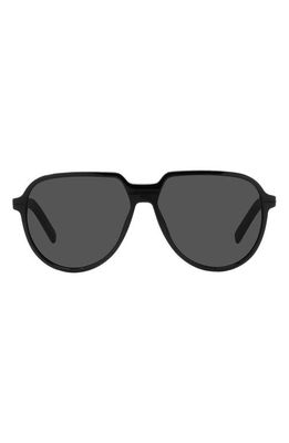 The Dioressential AI 58mm Pilot Sunglasses in Shiny Black /Smoke