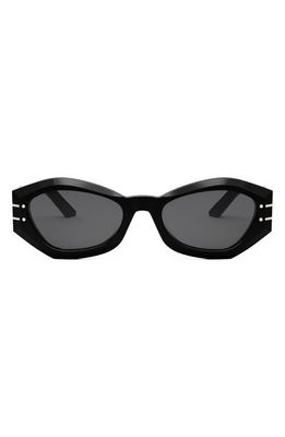 The DiorSignature B1U 55mm Butterfly Sunglasses in Shiny Black /Smoke